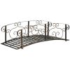 Outdoor Vintage Bronze Arch 6-ft Garden Bridge with Side-Rails