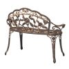 Outdoor Patio Garden Bench with Backrest in Antique Bronze Metal Finish