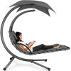 Grey Single Person Sturdy Modern Chaise Lounger Hammock Chair Porch Swing
