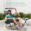 Grey Zero Gravity Folding Reclining Patio Lounge Chair with Canopy Sun Shade