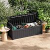 Heavy Duty Black Plastic Outdoor Storage Garden Bench Patio Deck Box