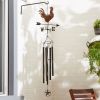 Copper Rooster Weathervane Wind Chime - Decorative Outdoor Garden Accent