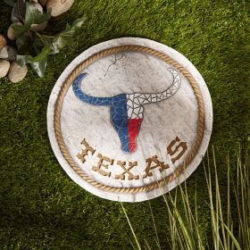 Texas Proud Stepping Stone - Texas Longhorn Flag | Handcrafted Home Decor