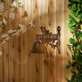 Vintage Cast Iron Bird Welcome Sign with Door Bell - Rustic Outdoor Home Decor