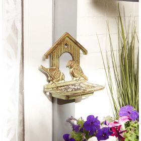 Wall Mounted Cast Iron Bird Feeder - Durable Outdoor Bird Feeding Station