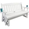 4ft Heavy Duty Amish Porch Glider Bench in White with Cupholders - Made in USA