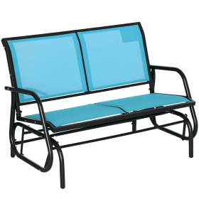 Outsunny 2-Person Outdoor Glider Bench Patio Double Swing Rocking Chair Loveseat w/Power Coated Steel Frame for Backyard Garden Porch, Blue