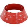 HOMCOM Christmas Tree Collar Steel Tree Ring Skirt Home Xmas Decoration with Snowflake Engraved, 26" Base, Red