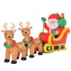HOMCOM 8ft Long Christmas Inflatable Santa Claus with Sleigh and Reindeer, Outdoor Blow-Up Yard Decoration with LED Lights Display