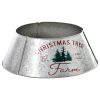 HOMCOM Christmas Tree Collar Steel Tree Ring Skirt Home Xmas Decoration with Christmas Tree Printed, 26" Base, Silver