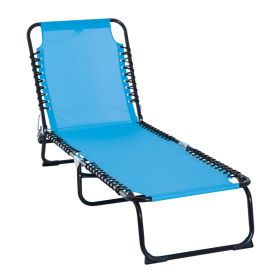 Outsunny Portable Chaise Lounge Light Blue 4-Position Reclining Outdoor Patio Adjustable Bed