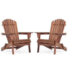 Wooden Outdoor Folding Adirondack Chair Set of 2 Wood Lounge Patio Chair for Garden,Garden, Lawn, Backyard, Deck, Pool Side, Fire Pit,Half Assemb