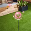PINK FLAMINGO GARDEN WINDMILL STAKE