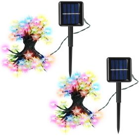 2Pcs Solar Powered String Lights 39.3FT 100LED Beads Fairy Star Lights IP65 Waterproof Decorative Garden Party Christmas Tree Stake Lamps w/ 8 Lightin (Option: StringLightColor)