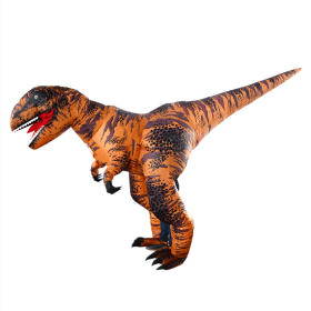 T-Rex Dinosaur Inflatable Costume SuperDinosaur Blow Up Fancy Dress CosplayHalloween Christmas Party For (Color: Brown)