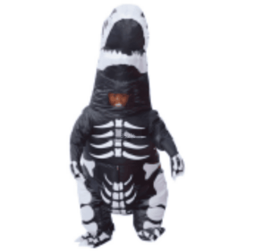 Skeleton Ribs Dinosaur Inflatable Costume For Kid Blow Up Fancy Dress Costume For Child Halloween Cosplay Party Christmas (Color: Black)