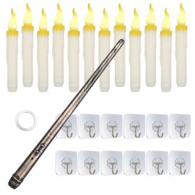 12Pcs Flameless Floating Candles LED Magic Hanging Candle Light Battery Operated Flickering Warm Light Window Candle With Magic Wand Remote For H (Option: Warm White)