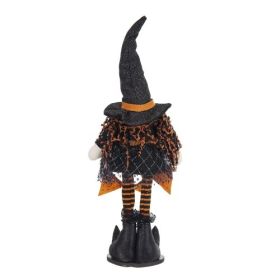 8.3x5x24 Fabric Standing Gnome W Orange Banner  Spring Body, For Halloween Decor (Option: BlackOrange)