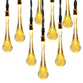Outdoor Solar String Lights 21 Feet 30 LEDs Water Drop Solar Powered Lights Waterproof Solar Fairy Lights Decorative Solar Powered Lights for Home Pat (Option: LEDStringWarm)