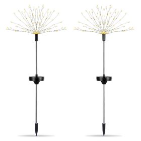 2Pcs Solar Powered Starburst Lights 240 LEDs Firework Lamp Garden Path Decor Lights (Option: 2PcsFireworkLightWarm)