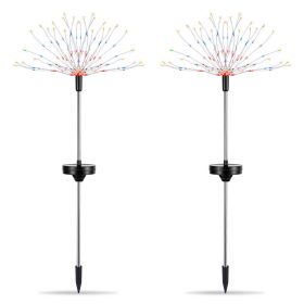 2Pcs Solar Powered Starburst Lights 240 LEDs Firework Lamp Garden Path Decor Lights (Option: 2PcsFireworkLightColor)