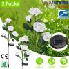 2Pcs Solar Powered Lights Outdoor Rose Flower LED Decorative Lamp Water Resistant Pathway Stake Lights For Garden Patio Yard Walkway