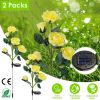 2Pcs Solar Powered Lights Outdoor Rose Flower LED Decorative Lamp Water Resistant Pathway Stake Lights For Garden Patio Yard Walkway