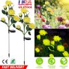 2Pcs Solar Powered Lights Outdoor Rose Flower LED Decorative Lamp Water Resistant Pathway Stake Lights For Garden Patio Yard Walkway