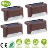 4Pcs Solar Powered LED Step Lights Outdoor IP55 Waterproof Dusk To Dawn Sensor Fence Lamps For Stairs Yard Railing