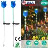 2Pcs Solar Powered Tulip Garden Light Wind Mill Waterproof Landscape Stake Lamp Decorative Lawn Lights For Yard Driveway Walkway Patio