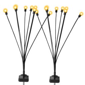 2Pcs Solar Firefly Lights Swaying Decorative Pathway Lamp IP65 Waterproof Landscape Patio Yard Night Light (Option: FireflyLightWarm)