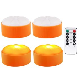 4 Pack Halloween LED Pumpkin Lights Battery Operated Halloween Decoration Lights With 2 Light Modes 4 Timer Setting Remorte Control For Party Pum (Color: Orange)