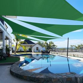 Artpuch Custom Size Dark Green Sun Shade Sail Triangle Canopy 185 GSM Durable Fabric UV Block Awning for Outdoor Patio Garden Backyard (Customize (Color: Dark Green, size: 15X27X27)