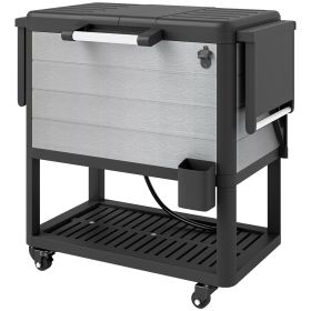 104 Quart Large Capacity Outdoor Cooler Cart, Patio Rolling Ice Chest With Bottle Opener Shelves Wheels, Gray (Option: Gray)