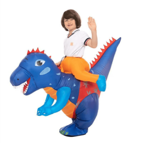 Inflatable Costume For Kids, Blow Up Dinosaur Costume For Boys And Girls, Halloween Party Riding T Rex Outfits (Color: Blue)