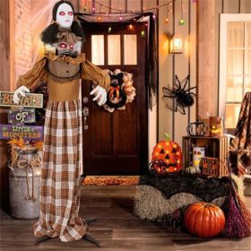 5.4ft Halloween Animatronic Witch - Scary Pop-Up Head, Sound Button Activation, 4 Flashing Red Eyes & Screeching Laugh (Option: Default title)